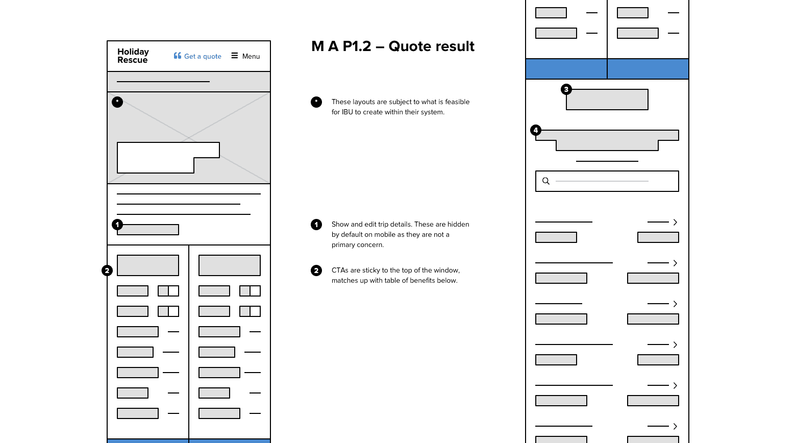 Holiday Rescue project case study – Wireframes.