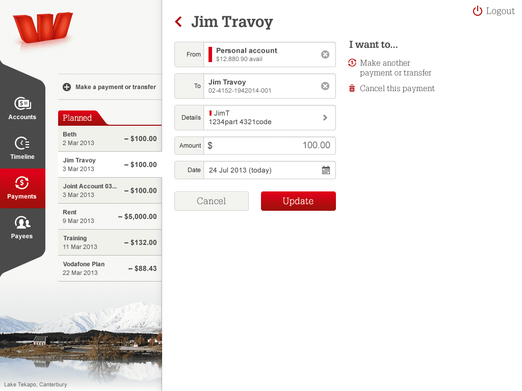 Westpac Online Banking project case study – Desktop designs.