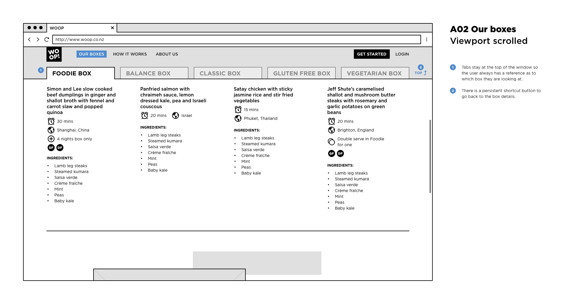 WOOP project case study – Wireframes.